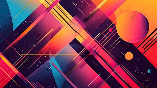 Modern geometric design with bold shapes and vibrant colors