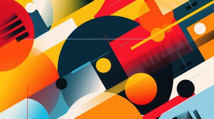 Aufkleber - Modern geometric design with bold shapes and vibrant colors