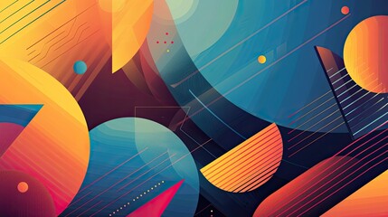 Aufkleber - Modern geometric design with bold shapes and vibrant colors