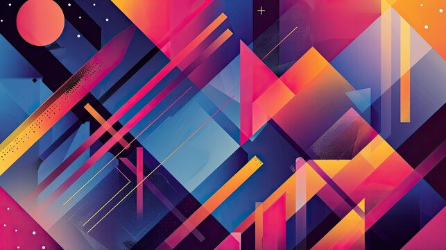 Modern geometric design with bold shapes and vibrant colors