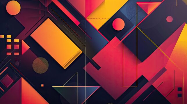 Modern geometric design with bold shapes and vibrant colors