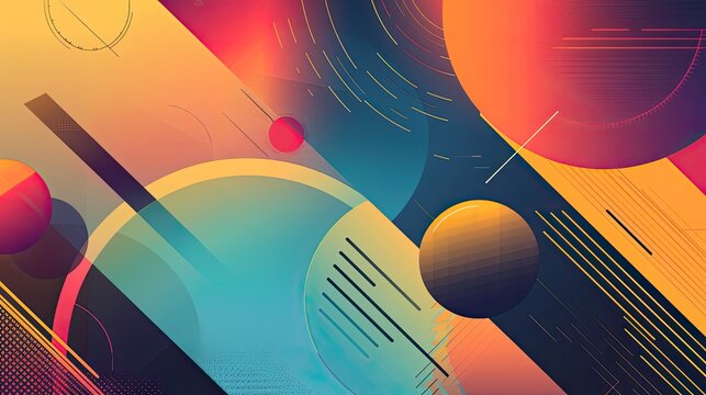 Modern geometric design with bold shapes and vibrant colors