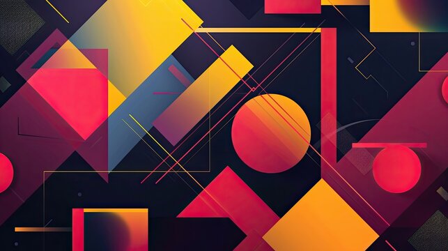 Modern geometric design with bold shapes and vibrant colors