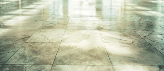 Fototapete - Beautiful marble-patterned floor texture in muted tones with ample copy space image for text overlay.