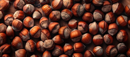 Aufkleber - Text composed of hazelnuts, with space for copying an image.