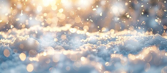 Aufkleber - Fresh snow texture with a shiny, natural look perfect for a winter-themed background, featuring a macro bokeh abstract with copy space image.