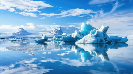 Wall Mural - Icebergs Floating in a Glacial Lagoon in Iceland