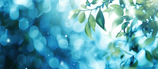 Aufkleber - Modern abstract background featuring trendy blue website template with copy space image set against a blurred natural backdrop.