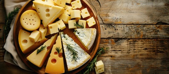 Poster - A plate with cheese, a suitable copy space image.