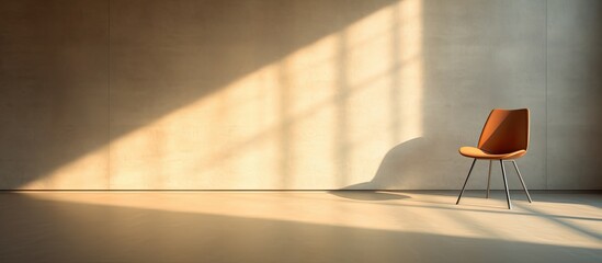 Poster - A chair stands in line inside a building, basking in the morning sunlight, with a copy space image.