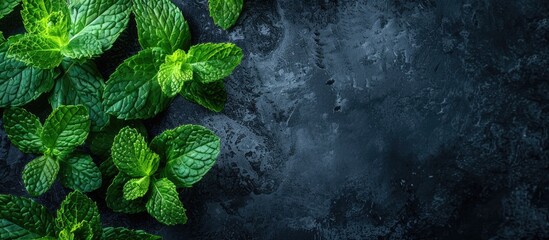 Aufkleber - Fresh mint leaves create an organic food concept with a copy space image.