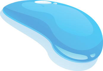 Poster - Big blue water drop is creating a puddle on a white background