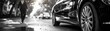 © Bantita - Luxury hotel chauffeur, assisting guests with their transportation needs in a sleek vehicle, Modern, Black and White, Photograph, VIP transport service