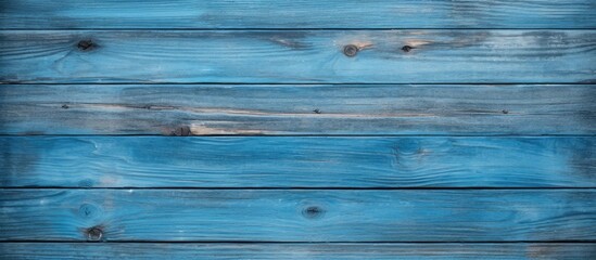 Poster - Wood texture in a blue wooden backdrop suitable for text, advertising, or design with copy space image.