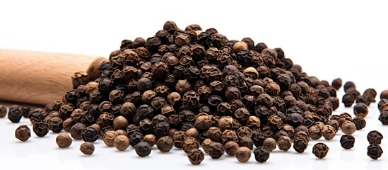 Poster - A white background showcasing black ground pepper with a copy space image.
