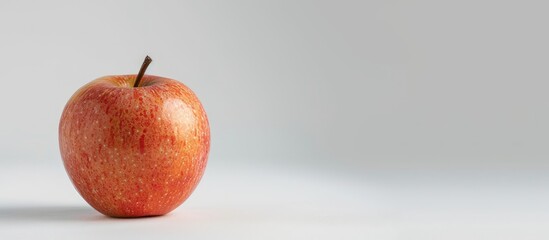 Poster - Fuji Apple, a nutritious fruit rich in fiber and vitamin C, displayed against a white backdrop with ample copy space image.