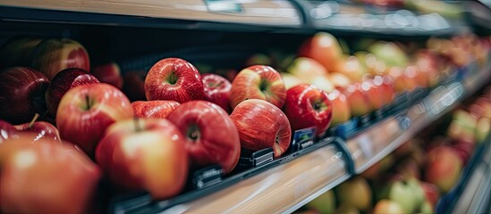 Poster - Fresh apples are available for purchase at the supermarket with a copy space image.