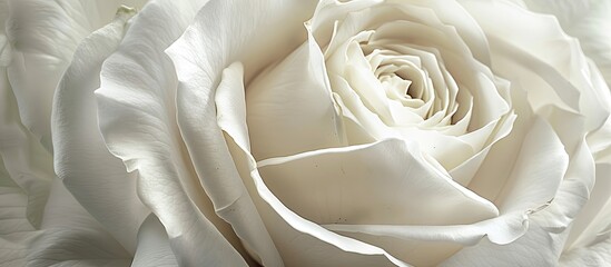 Poster - Close-up of an exquisite single white rose with a blank area for text or images, ideal for a greetings card.