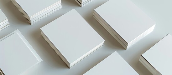 Aufkleber - Business cards with a blank mockup set on a gray background, allowing ample space for text or images.