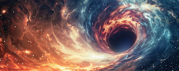 Wall Mural - Wormhole with swirling vortex, 4K hyperrealistic photo