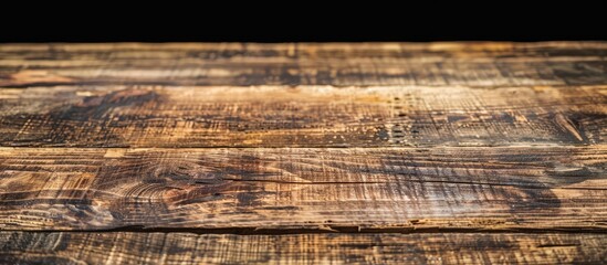 Aufkleber - Vintage-style close-up shot of a rustic wooden table with visible grain texture and empty surface for customizable abstract background or design, copy space image.