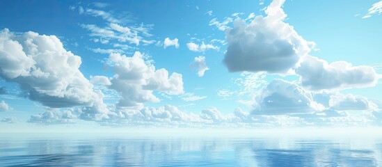 Poster - The tranquil coastal scene shows a clear blue sky with clouds, offering a peaceful ambiance ideal for a copy space image.