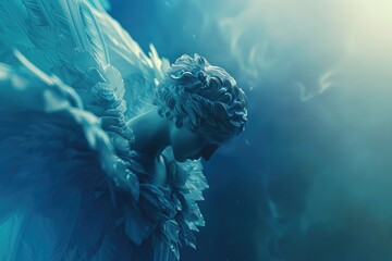 Poster - A detailed image of a statue depicting an angel, perfect for use in religious or inspirational contexts