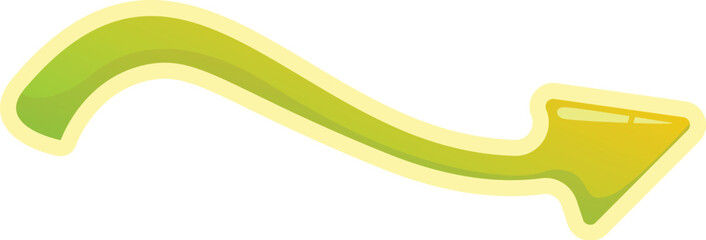 Poster - Green wavy arrow pointing to the right with a yellow border, useful for indicating a direction or highlighting information