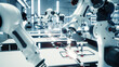 © Andrei - Artificial intelligence in an autonomous factory with robotic manipulators that assemble mobile phones