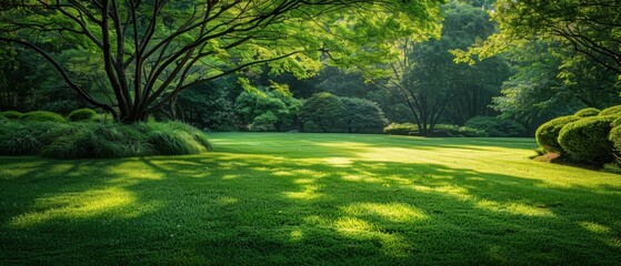 Poster - A lush green lawn is the perfect place to relax and enjoy the outdoors. AI.