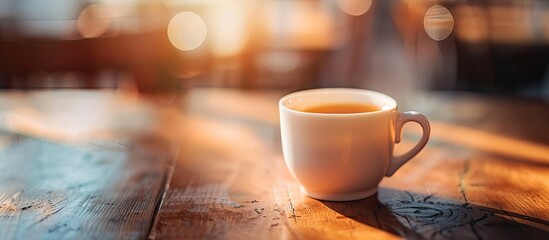 Aufkleber - Beverage in a cup with a copy space image on a table.