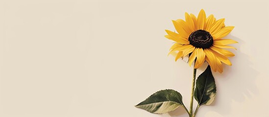 Poster - Sunflower displayed on a clear white backdrop for copy space image