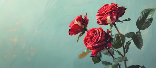 Aufkleber - Retro themed arrangement featuring roses in a photo with empty space for text or design known as a copy space image