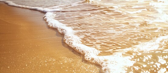 Poster - Tranquil desert beach with gentle waves golden sand perfect for a copy space image