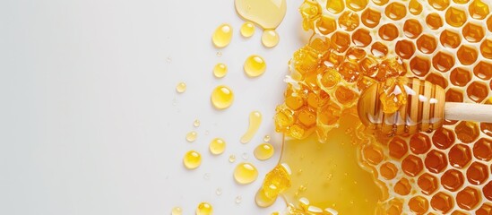 Aufkleber - Close up view of honey and beeswax on a white background with copy space image