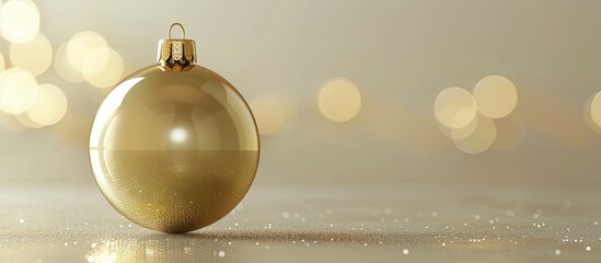 Poster - Christmas ornament made of gold displayed on a clear table with ample space for copy images