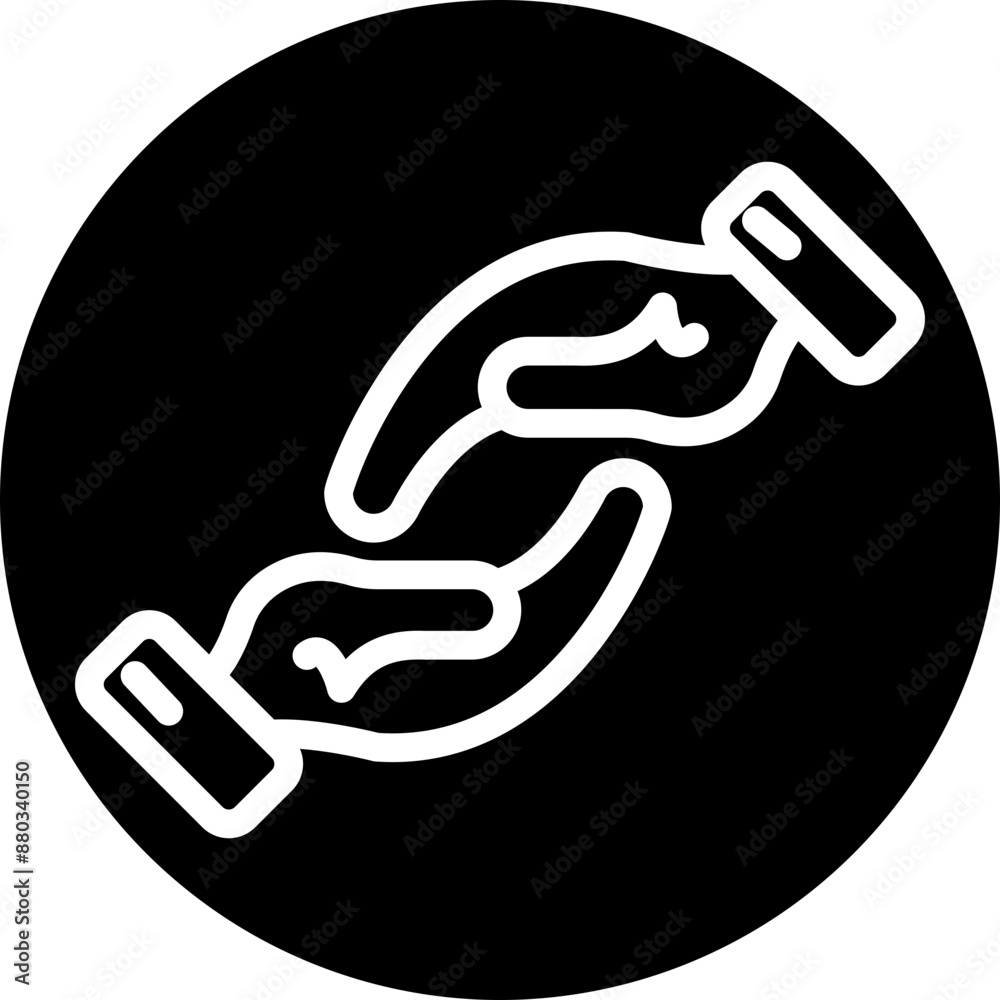 Helping Hand Rounded Vector Helping Hands Vector Line White Circle Black Stock Vector | Adobe Stock