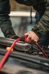 Poster - A person tinkering with a vehicle's electrical system
