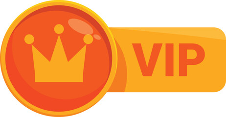 Poster - Orange vip member label featuring gold crown icon representing premium services