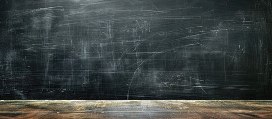 Poster - Empty slate background with chalk erased on blackboard Ideal copy space image