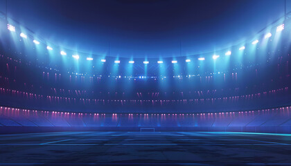 Wall Mural - empty sports arena illuminated by flashlights atmospheric stadium illustration