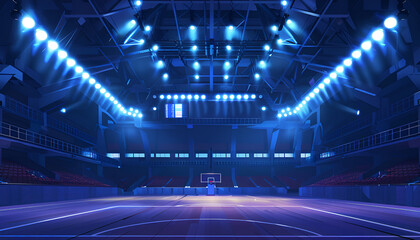 Wall Mural - empty sports arena illuminated by flashlights atmospheric stadium illustration