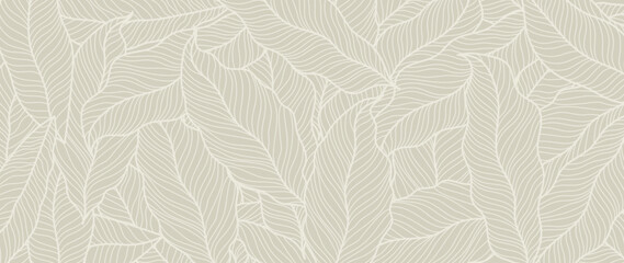 Wall Mural - abstract foliage line art vector background. leaf wallpaper of tropical leaves, leaf branch, plants 