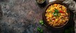 © vxnaghiyev - Delicious Indian vegetarian biryani dish with a copy space image