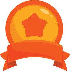 Poster - Orange glossy button with ribbon and star is perfect for highlighting important information in your design