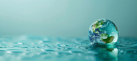 Green earth water drop. Earth day concept