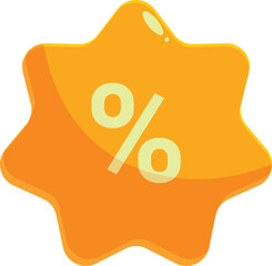 Poster - Orange star shaped discount tag showing percentage symbol