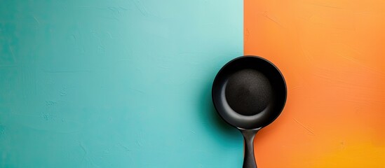 Poster - A basic ladle for cooking against a vibrant backdrop emphasizing simplicity and a nutritious eating approach with copy space image