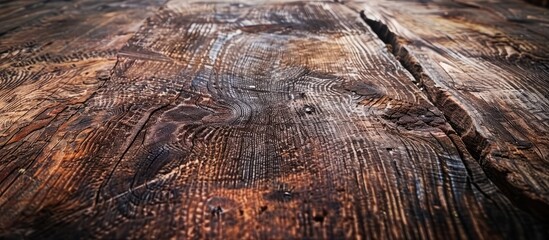 Poster - an old rustic wood table with a unique texture on the tabletop perfect for a copy space image