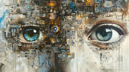Poster - Business professionals collaborating with ai-powered robots and advanced technology in a high-tech office setting, showcasing the future of work and digital transformation